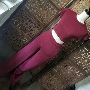 Two Piece Crop Top Jumper with Wide leg pants